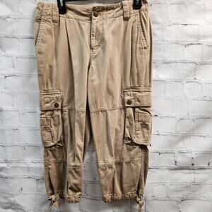 Ralph Lauren sz 6 Cargo Crop khaki draw string leg hicking travel comfort pant